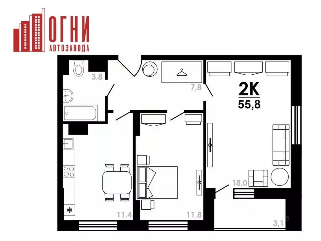2-к кв. Нижегородская область, Нижний Новгород Коломенская ул., 8к4 ... - Фото 1