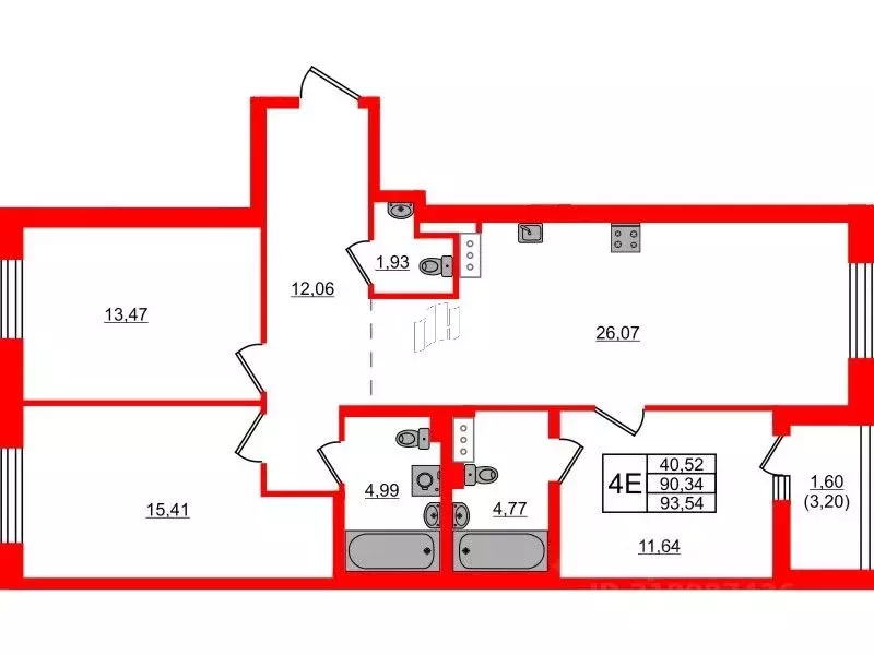 3-к кв. Санкт-Петербург Белоостровская ул., 10к1 (93.54 м) - Фото 0