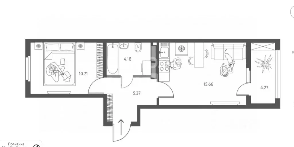 1-к кв. Липецкая область, Липецк ул. Перова, 2 (38.06 м) - Фото 1