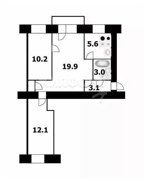 3-к кв. Новосибирская область, Новосибирск ул. Блюхера, 36 (56.4 м) - Фото 1