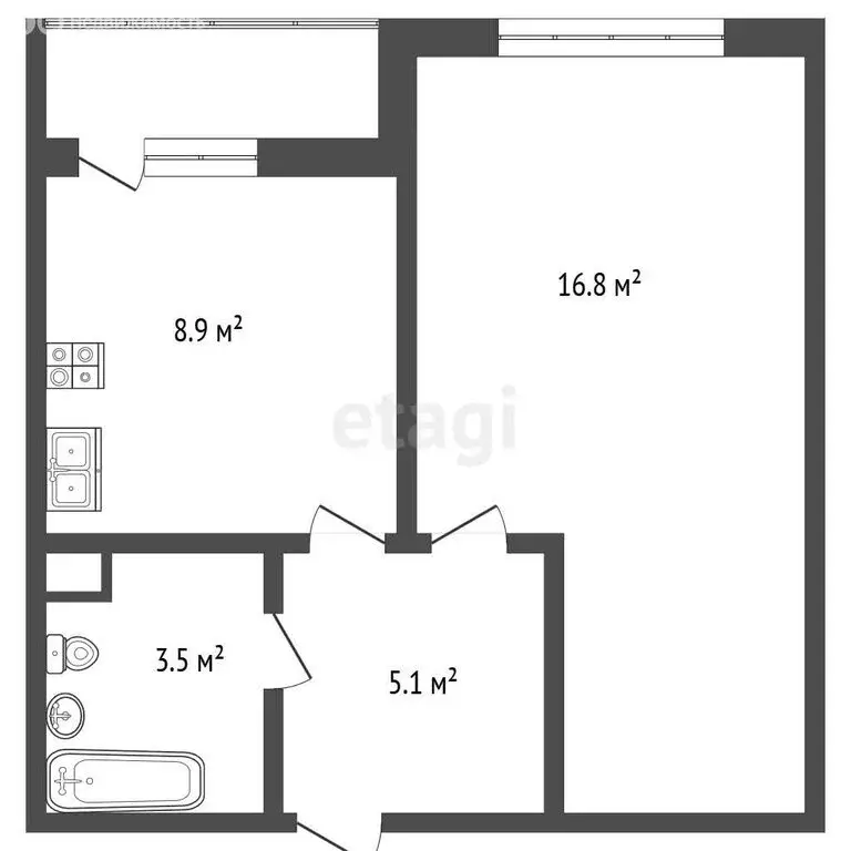 1-комнатная квартира: посёлок городского типа Быково, улица Щорса, 4А ... - Фото 1