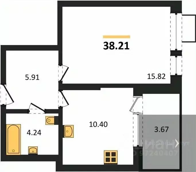 1-к кв. Воронежская область, Воронеж наб. Чуева, 7 (38.21 м) - Фото 0