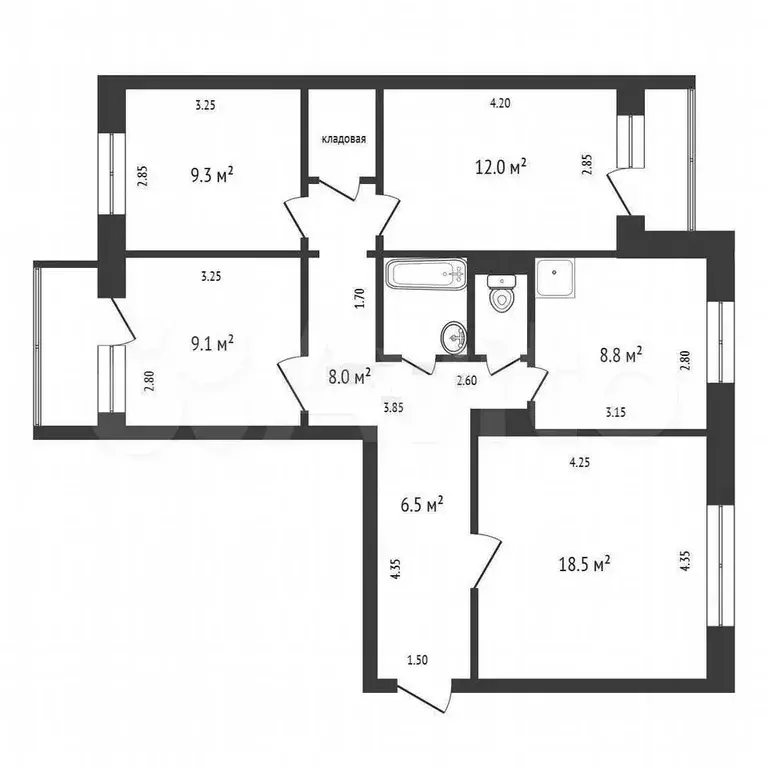 4-к. квартира, 80 м, 9/9 эт. - Фото 0
