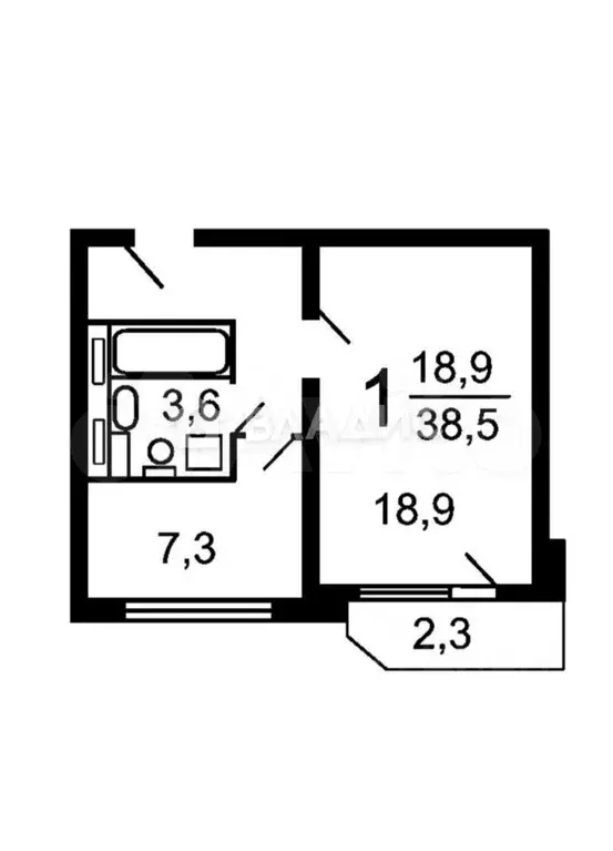 1-к. квартира, 38,5 м, 7/14 эт. - Фото 0