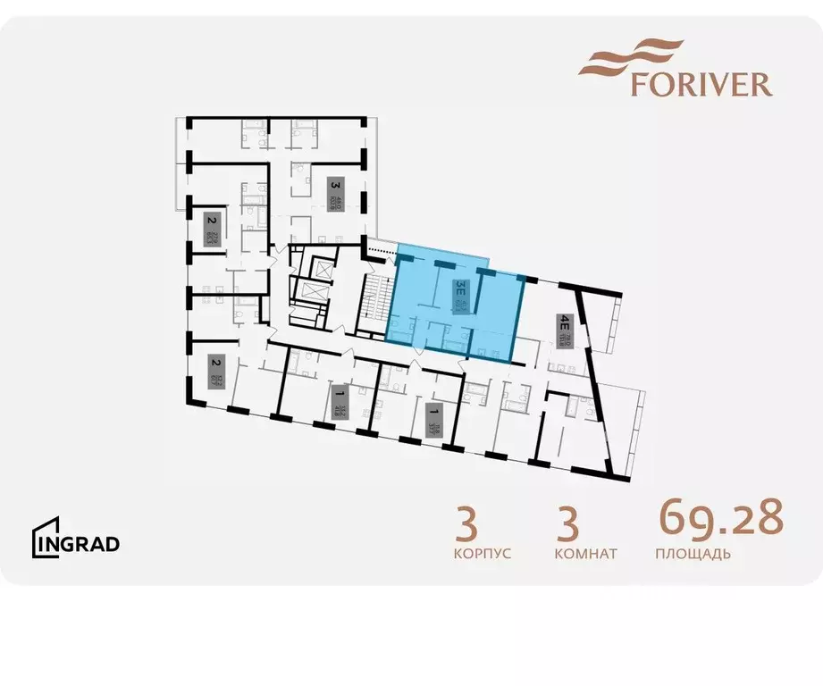3-к кв. Москва Г мкр, Форивер жилой комплекс, 3 (69.28 м) - Фото 1