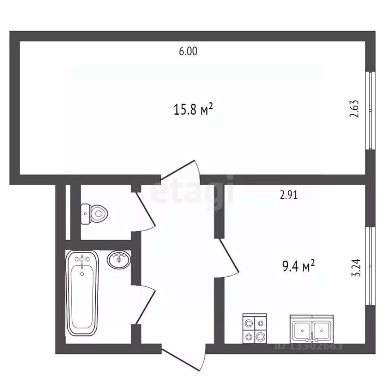 1-к кв. Ханты-Мансийский АО, Лянтор Сургутский район, 3-й мкр, 3 (35.5 ... - Фото 1