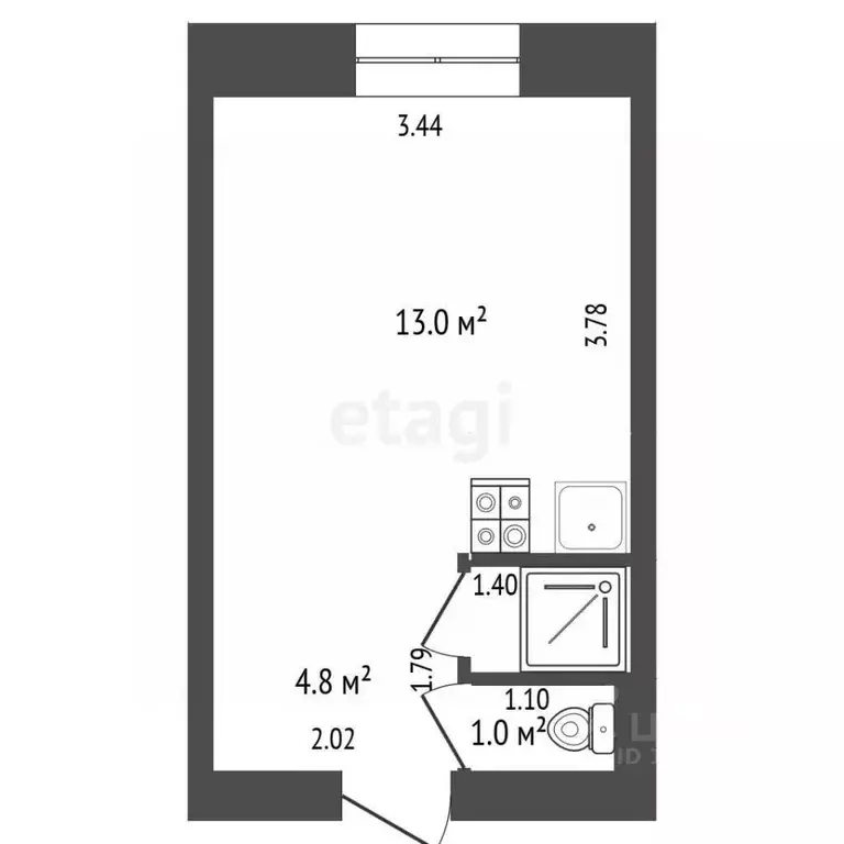 1-к кв. Башкортостан, Стерлитамак ул. Худайбердина, 170А (18.8 м) - Фото 1