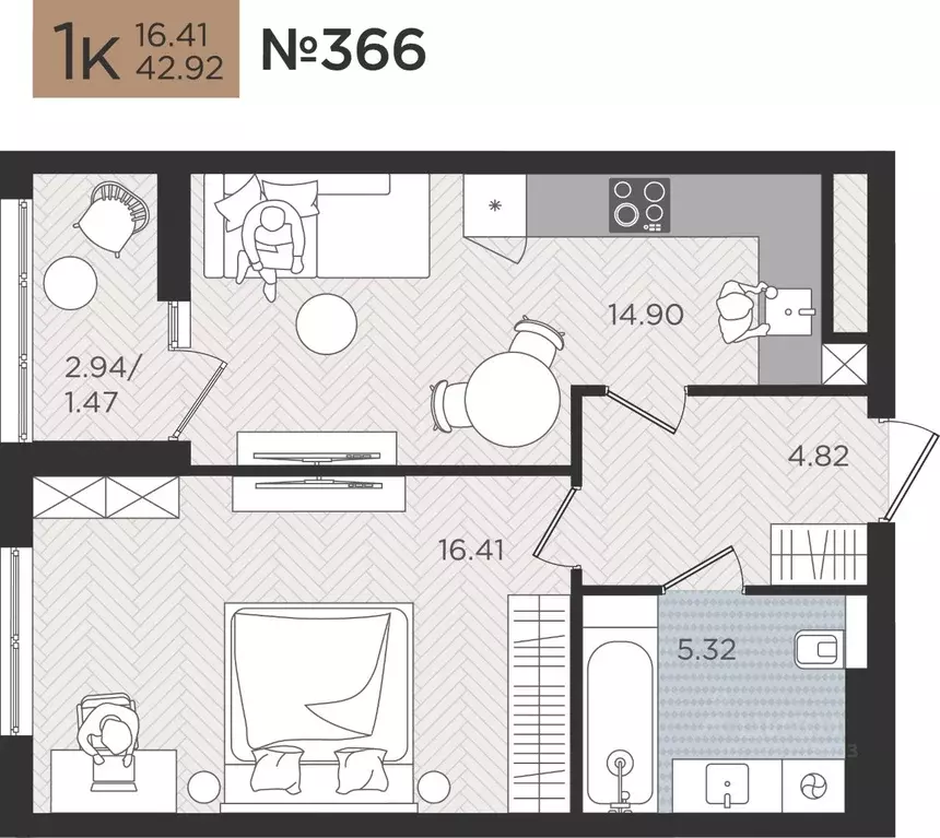 1-к кв. Калининградская область, Калининград Мой Город жилой комплекс ... - Фото 1