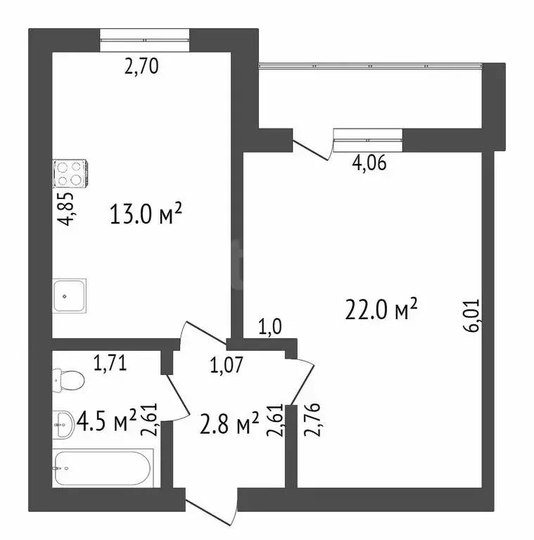 1-комнатная квартира: Тюмень, Линейная улица, 17 (44 м) - Фото 0