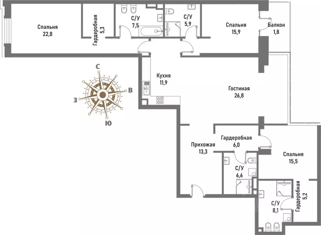 4-к кв. Москва ул. Матросская Тишина, 12 (159.4 м) - Фото 0