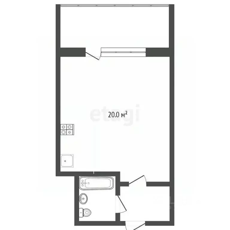 Студия Тюменская область, Тюмень Харьковская ул., 85а (23.7 м) - Фото 2