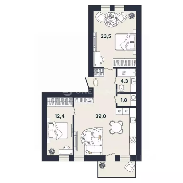 2-к кв. Санкт-Петербург Московский просп., 82 (80.7 м) - Фото 1