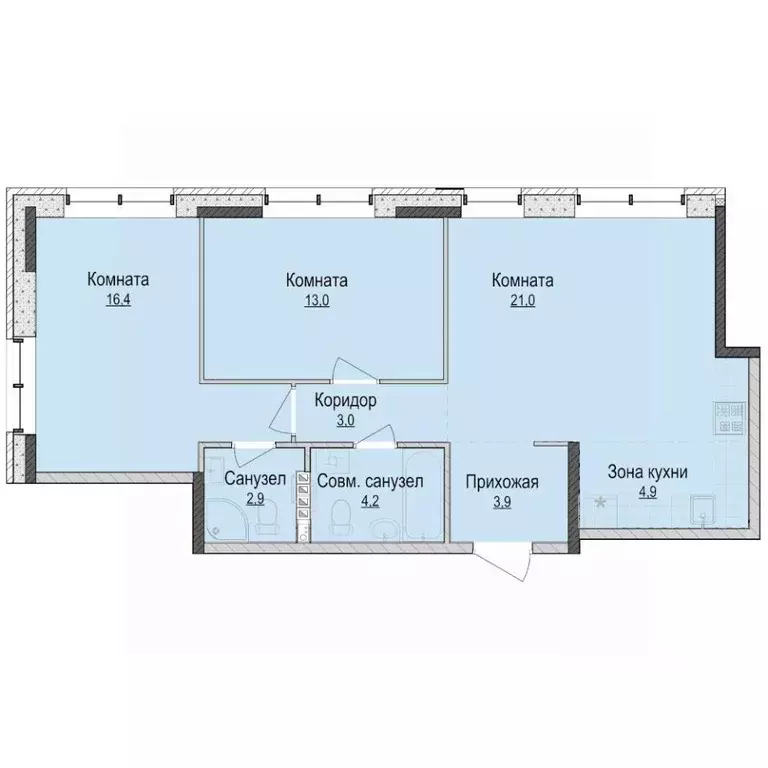 3-к кв. Удмуртия, Ижевск ул. Имени Репина, 35Ак2 (68.3 м) - Фото 0