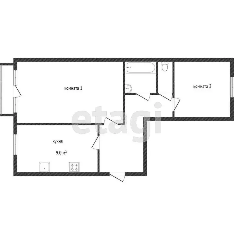 2-комнатная квартира: Златоуст, улица имени В.П. Чкалова, 2 (52.4 м) - Фото 1