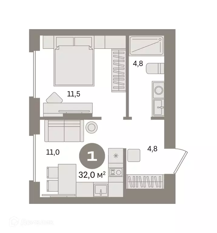 Продаётся 1-к квартира, 32.01 м - Фото 0