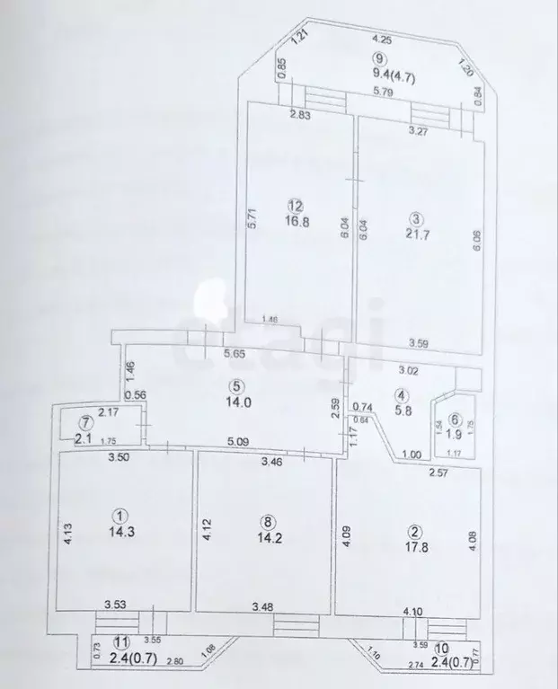 4-к кв. Татарстан, Казань Чистопольская ул., 77/2 (111.0 м) - Фото 2