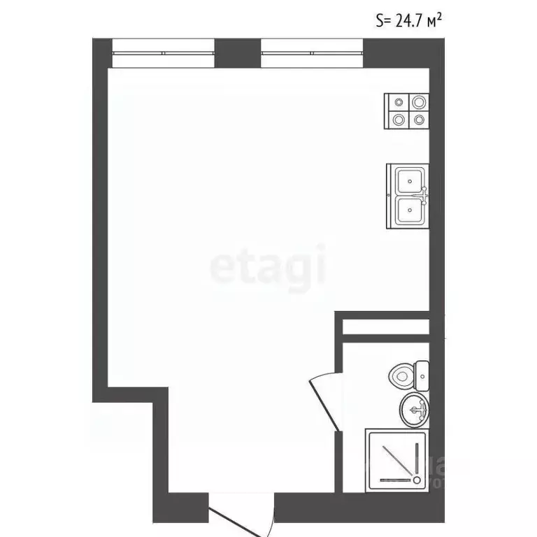 Студия Санкт-Петербург Октябрьская наб., 108 (40.8 м) - Фото 1