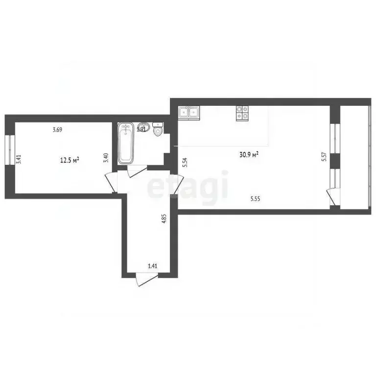 2-к кв. Вологодская область, Вологда Пригородная ул., 16Б (54.6 м) - Фото 1