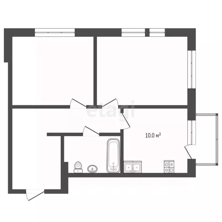 2-к кв. Тюменская область, Тюмень Полевая ул., 117к5 (49.6 м) - Фото 2