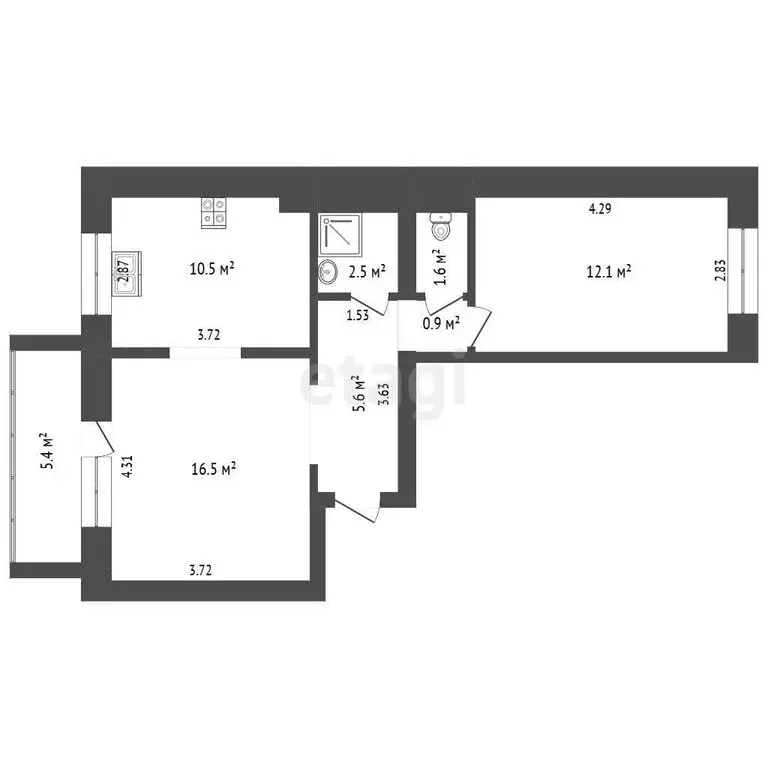 2-комнатная квартира: Тюмень, улица Беляева, 33 (49.2 м) - Фото 1