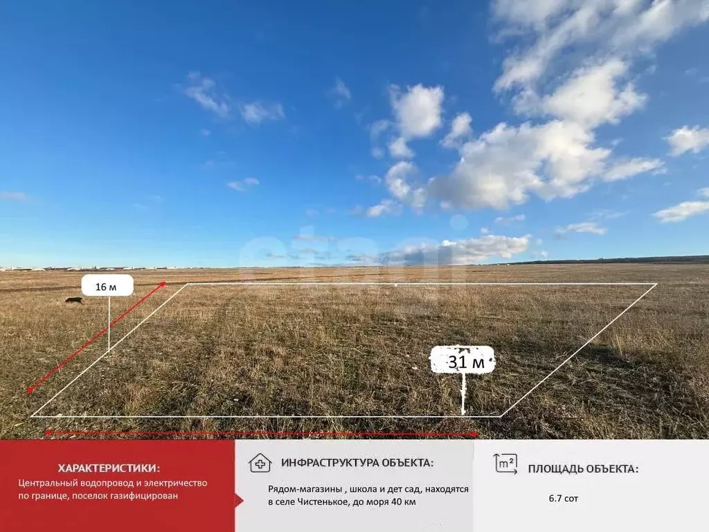 Участок в Крым, Симферопольский район, с. Чистенькое  (6.7 сот.) - Фото 1