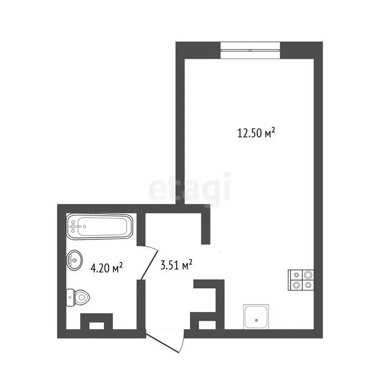 Квартира-студия: Тюмень, Харьковская улица, 76 (25.5 м) - Фото 1