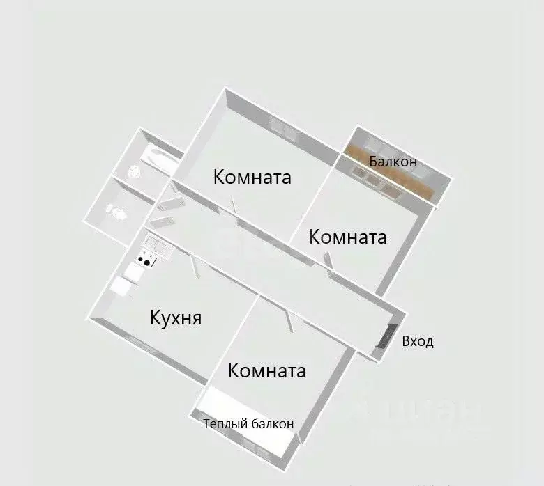 3-к кв. Сахалинская область, Анивский городской округ, с. Троицкое ул. ... - Фото 2