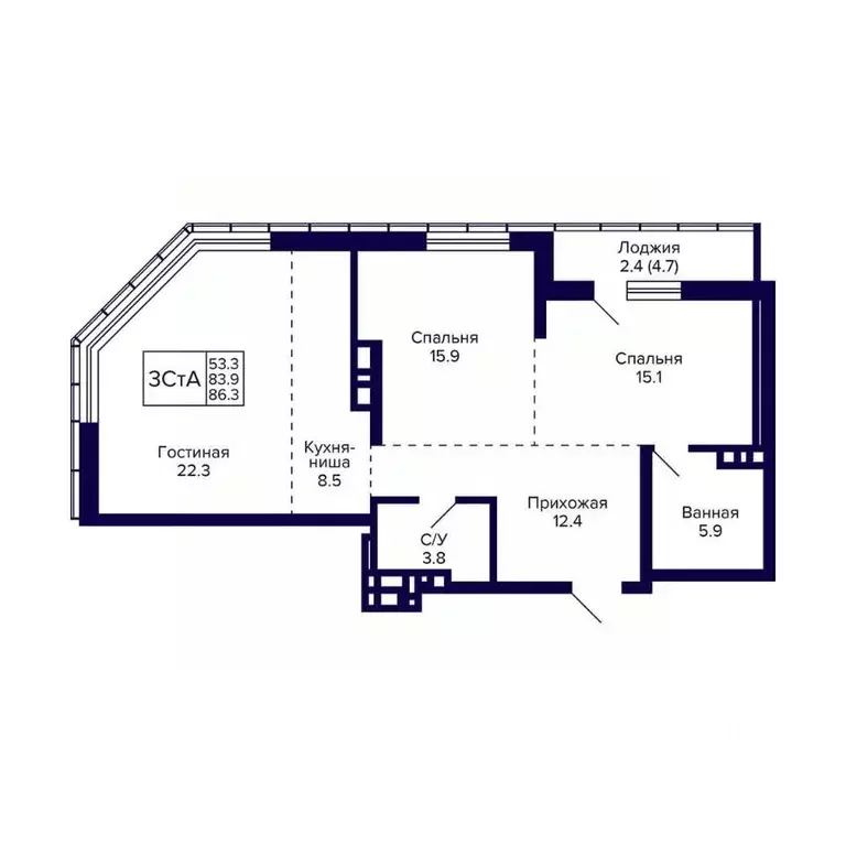 3-к кв. Новосибирская область, Новосибирск ул. Фрунзе, 220 (86.3 м) - Фото 0