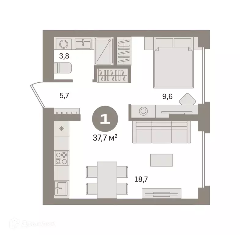 Продаётся 1-к квартира, 37.7 м - Фото 0