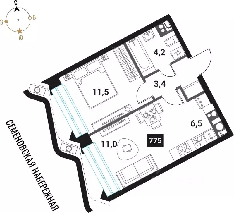 2-к кв. Москва Интеллигент жилой комплекс (36.6 м) - Фото 0