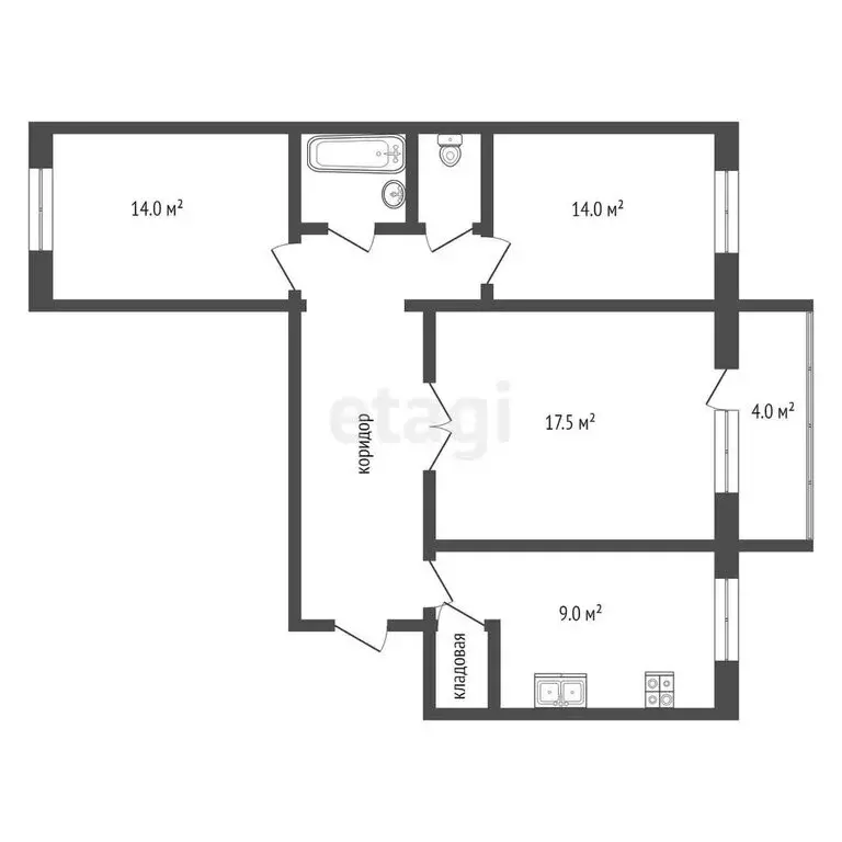 3-комнатная квартира: Луховицы, улица Тимирязева, 16 (66.3 м) - Фото 0