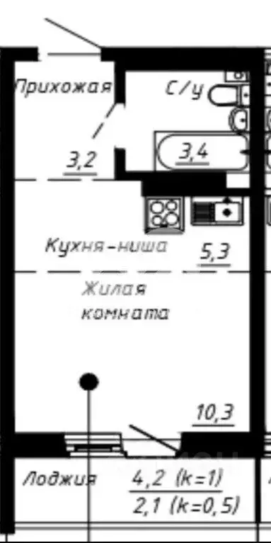 Квартира, студия, 22.3 м - Фото 1