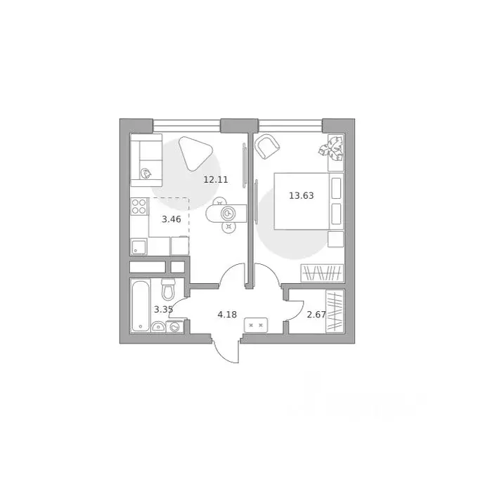 2-к кв. Московская область, Красногорск Ильинойс жилой комплекс (39.4 ... - Фото 1