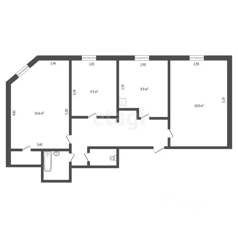 3-к кв. Саха (Якутия), Нерюнгри ул. Карла Маркса, 9/2 (71.3 м) - Фото 1