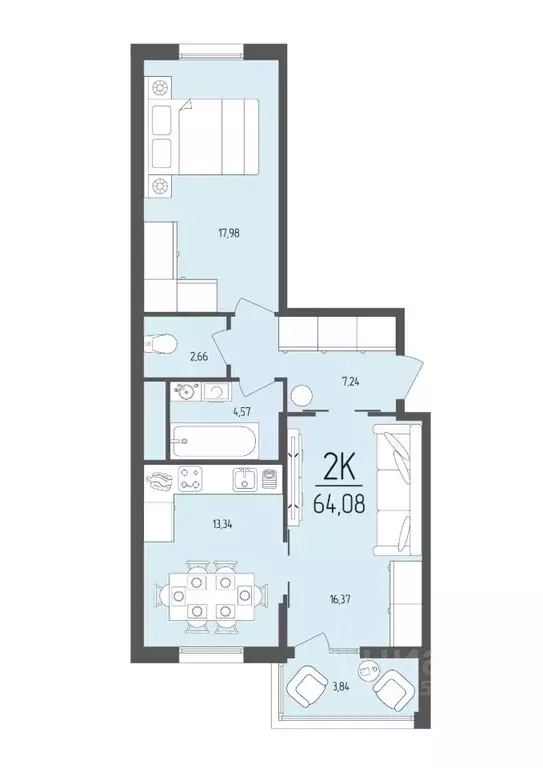 2-к кв. Крым, Евпатория ул. Крупской, 11А (64.08 м) - Фото 1