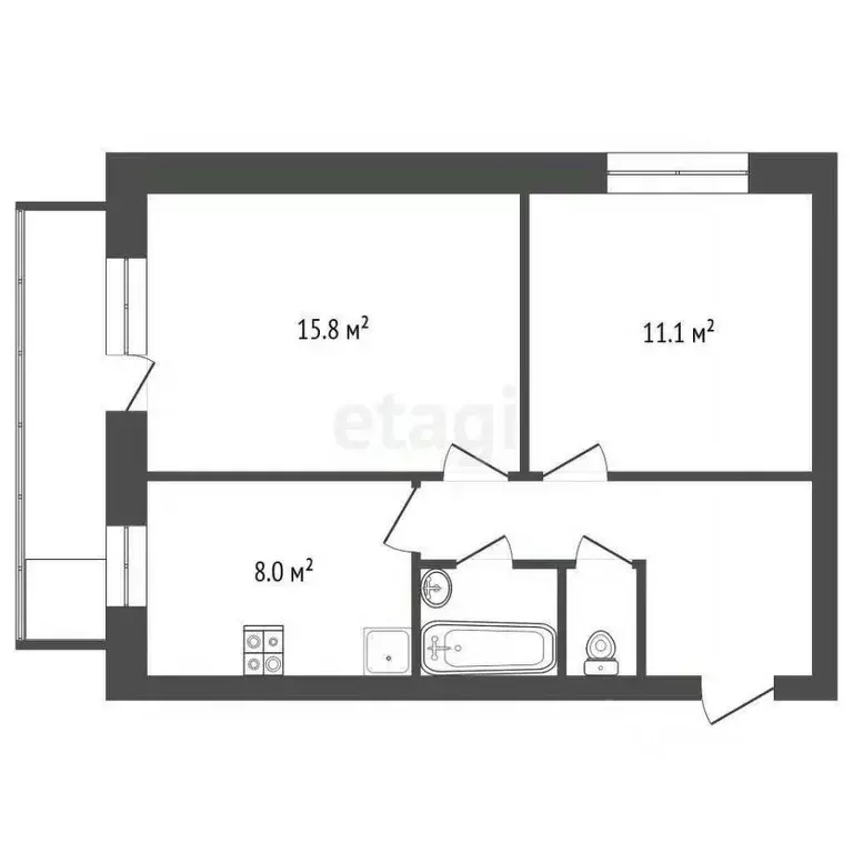2-к кв. Ярославская область, Ярославль Тутаевское ш., 99 (45.7 м) - Фото 2