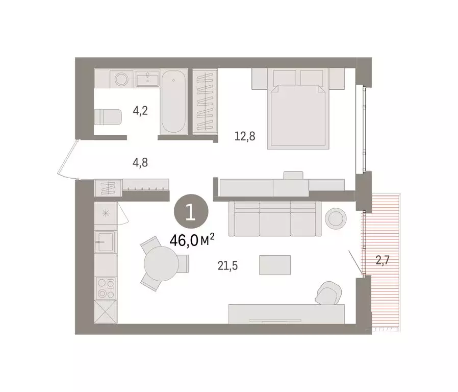 1-комнатная квартира: Екатеринбург, жилой район Сортировочный, ... - Фото 2