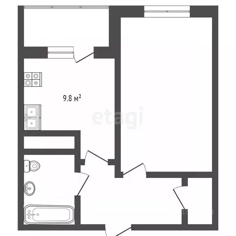 1-к кв. Ямало-Ненецкий АО, Ноябрьск Магистральная ул., 125 (37.7 м) - Фото 2
