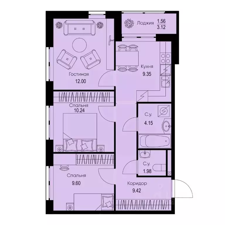 3-к кв. Ленинградская область, Всеволожский район, Заневское городское ... - Фото 1