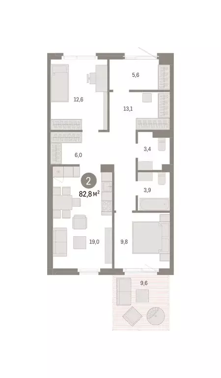 2-комнатная квартира: Новосибирский район, рабочий посёлок Краснообск, ... - Фото 2