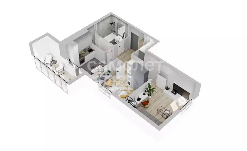2-комнатная квартира: Чита, Нерчинско-Заводская улица, 8 (48.8 м) - Фото 2