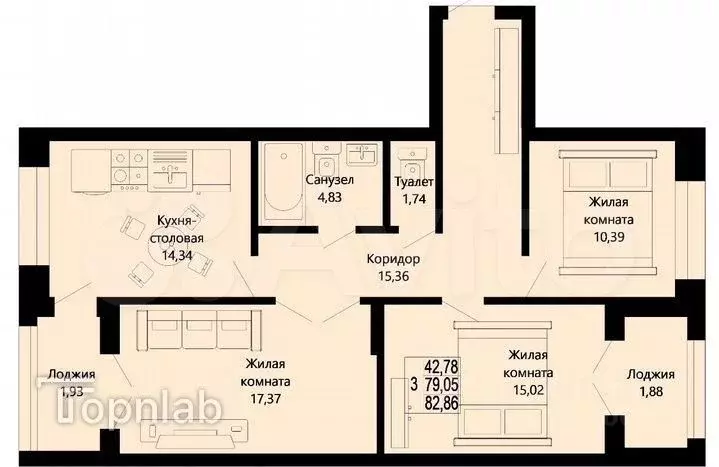 3-к кв. Калининградская область, Калининград ул. Героя России Виталия ... - Фото 2
