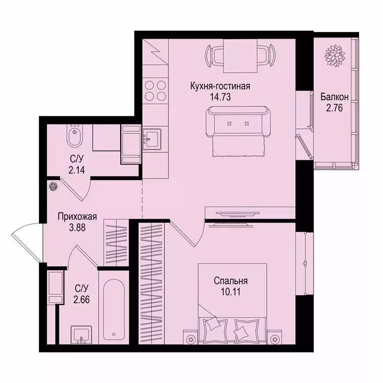 1-комнатная квартира: Всеволожский район, Заневское городское ... - Фото 0