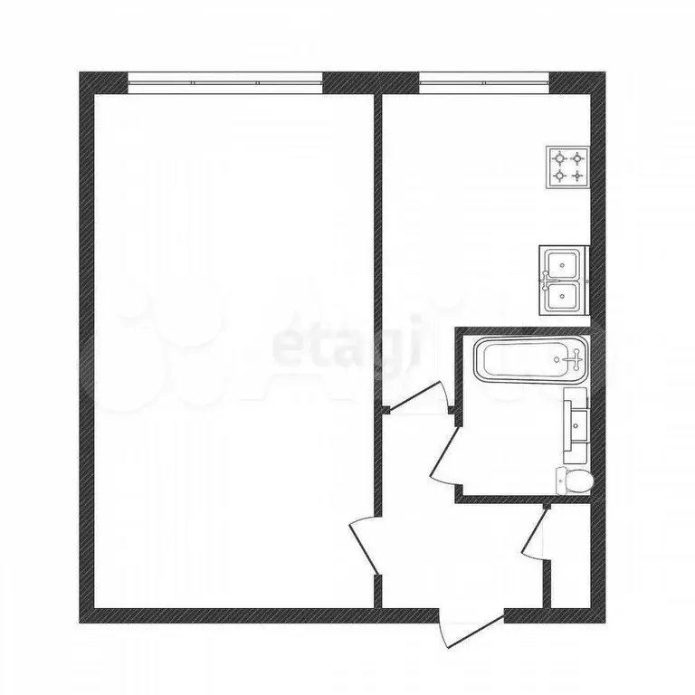 1-к. квартира, 31,7 м, 2/5 эт. - Фото 0