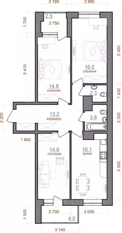 3-к кв. Иркутская область, Иркутск Гусарская тер., 1 (88.1 м) - Фото 0