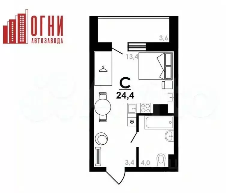 Студия Нижегородская область, Нижний Новгород Коломенская ул., 8к4 ... - Фото 1