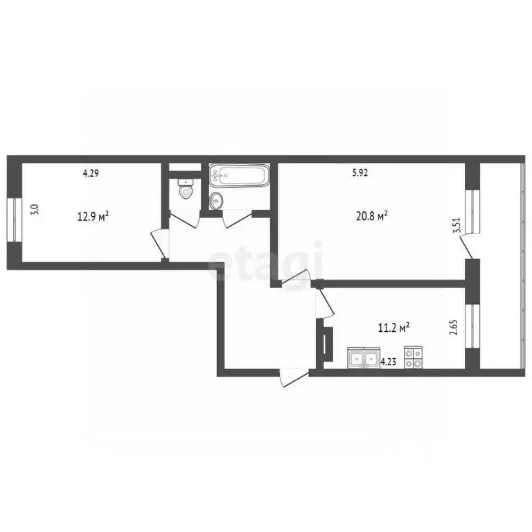 2-к кв. Томская область, Томск ул. Сергея Лазо, 3А (60.2 м) - Фото 0