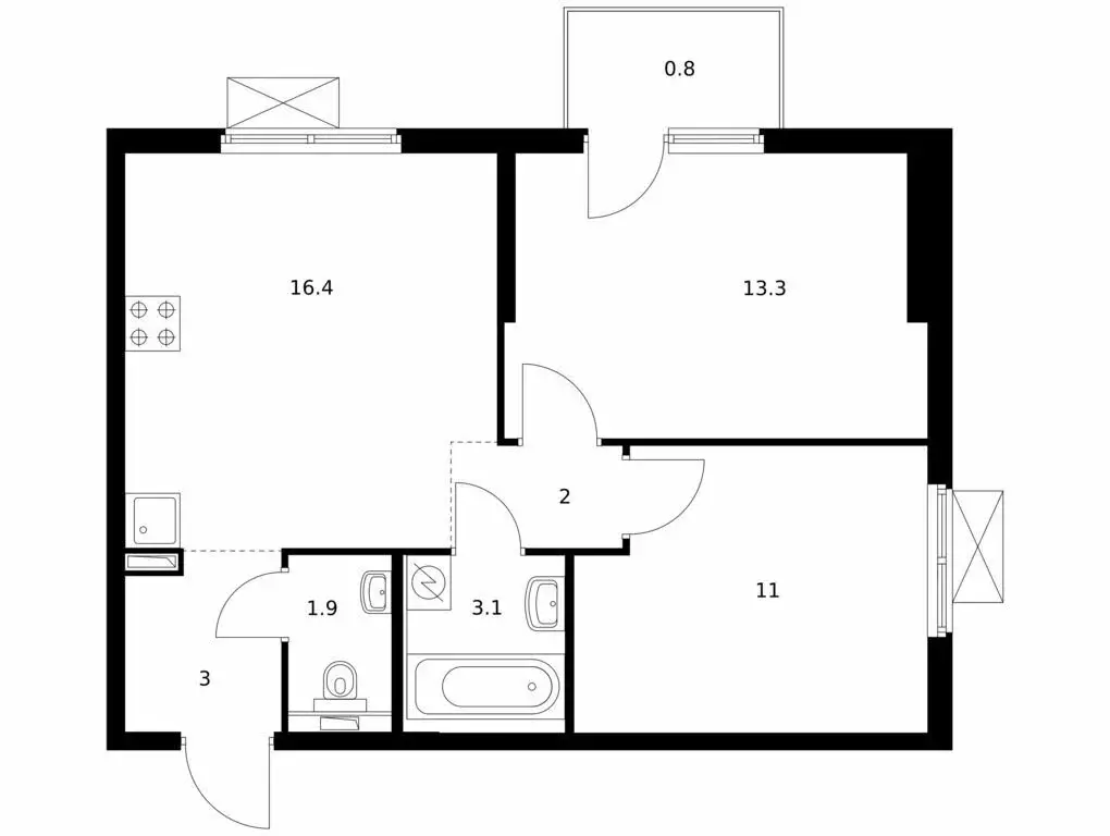 2-комнатная квартира: Утечино, жилой комплекс Савин Парк (51.5 м) - Фото 1