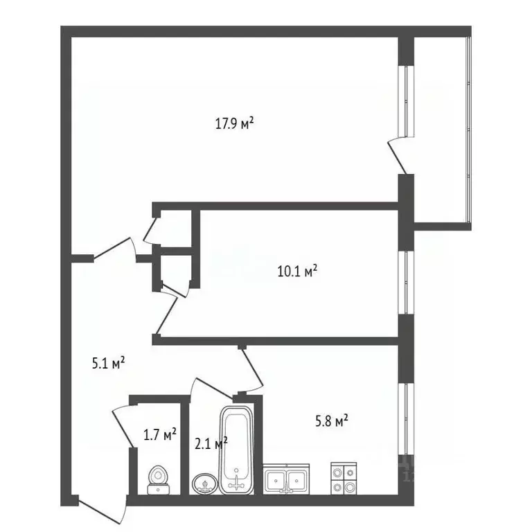 2-к кв. Московская область, Химки Пролетарская ул., 5 (42.7 м) - Фото 2