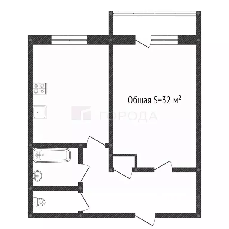 1-к кв. Кемеровская область, Новокузнецк ул. Рокоссовского, 29Г (32.0 ... - Фото 2